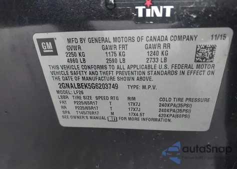 2016 Chevrolet Equinox Ls z USA, uszkodzony, nr VIN 2GNALBEK5G6203749